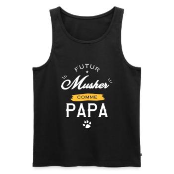 futur musher comme papa bébé père et fils - Débardeur bio Premium Homme - noir - Devant - Michal (187cm)