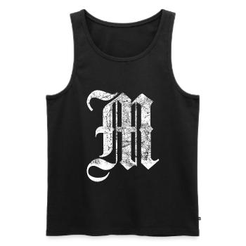 Tshirt alphabet initial M - Men's Premium Organic Tank Top - black - Front - AI Model Male 178 light (178cm)