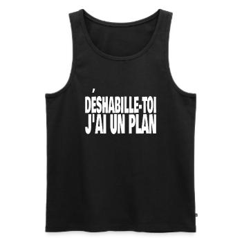 déshabille-toi j'ai un plan - Débardeur bio Premium Homme - noir - Devant - Michal (187cm)