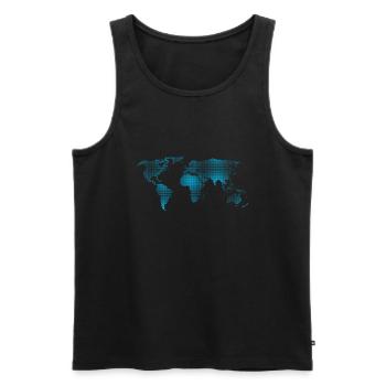 Carte mondiale - Débardeur bio Premium Homme - noir - Devant - AI Model Male 178 light (178cm)