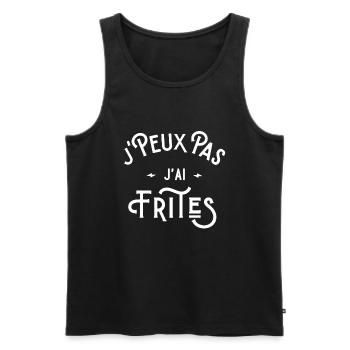 je peux pas j'ai frites idée cadeau humour - Débardeur bio Premium Homme - noir - Devant - Michal (187cm)