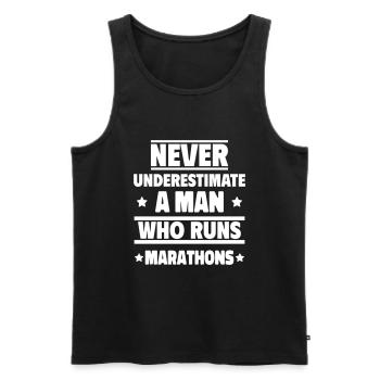 Unterschätze niemals einen Mann, der Marathons - Männer Premium Bio Tank Top - Schwarz - Vorne - AI Model Male 178 light (178cm)
