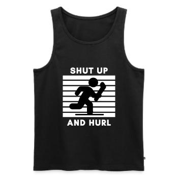 Hurling: Shut up and hurl. - Men's Premium Organic Tank Top - black - Front - AI Model Male 178 light (178cm)