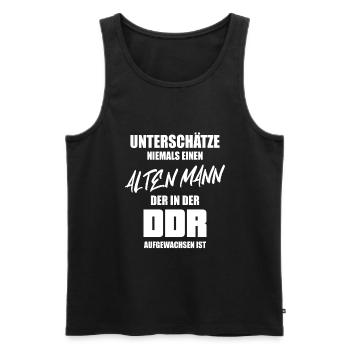 Alter Mann DDR Osten - Männer Premium Bio Tank Top - Schwarz - Vorne - Michal (187cm)