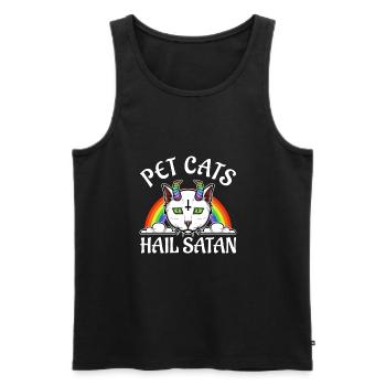 Les chats de compagnie saluent Satan - Débardeur bio Premium Homme - noir - Devant - Michal (187cm)