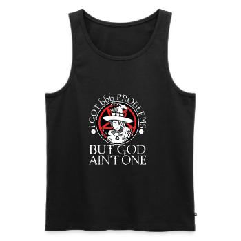 I Got 666 Problems But God Ain't One - Men's Premium Organic Tank Top - black - Front - AI Model Male 178 light (178cm)