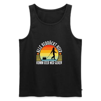 Alle verrückt hier komm Bier wir gehen - Männer Premium Bio Tank Top - Schwarz - Vorne - Michal (187cm)