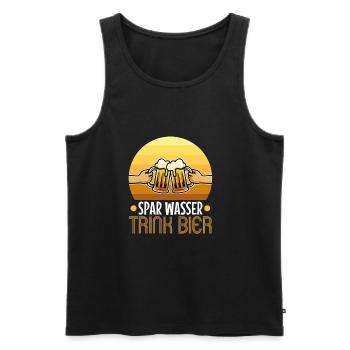 Spar wasser trink Bier - Männer Premium Bio Tank Top - Schwarz - Vorne - Michal (187cm)