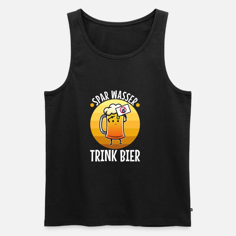 Spar wasser trink Bier - Männer Premium Bio Tank Top - Schwarz