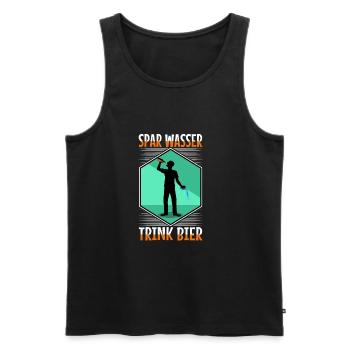 Spar wasser trink Bier - Männer Premium Bio Tank Top - Schwarz - Vorne - Michal (187cm)