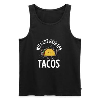Will Cut Hair For Tacos - Men's Premium Organic Tank Top - black - Front - AI Model Male 178 light (178cm)
