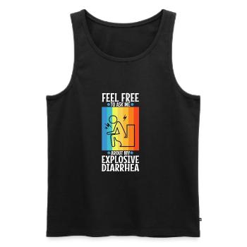 Ask me about my explosive diarrhea - Männer Premium Bio Tank Top - Schwarz - Vorne - AI Model Male 178 light (178cm)