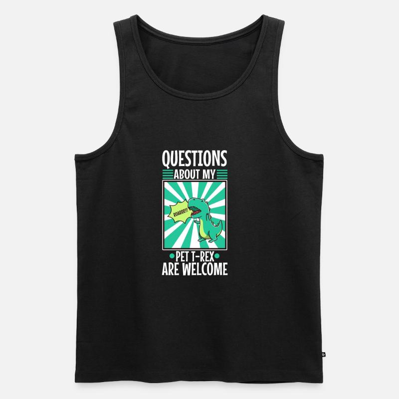 Ask me about my trex - Männer Premium Bio Tank Top - Schwarz