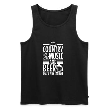 Country music and beer thats why im here - Männer Premium Bio Tank Top - Schwarz - Vorne - Michal (187cm)