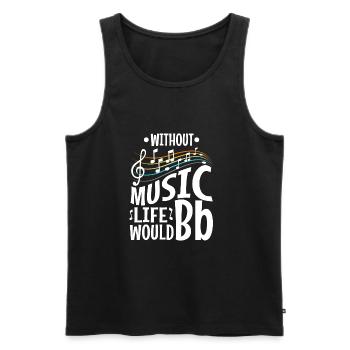 Without music life would b flat - Männer Premium Bio Tank Top - Schwarz - Vorne - AI Model Male 178 light (178cm)