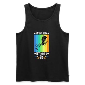 Without music life would b flat - Männer Premium Bio Tank Top - Schwarz - Vorne - AI Model Male 178 light (178cm)
