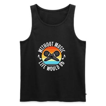 Without music life would b flat - Männer Premium Bio Tank Top - Schwarz - Vorne - AI Model Male 178 light (178cm)