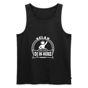 Relax the DJ is here - Men's Premium Organic Tank Top - black - Front - AI Model Male 178 light (178cm)