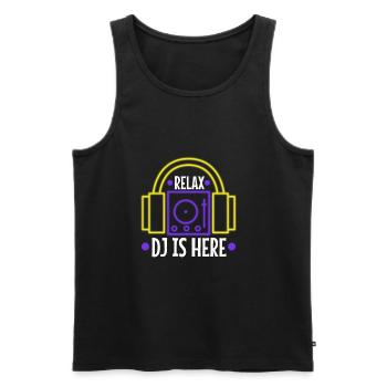 Relax the DJ is here - Men's Premium Organic Tank Top - black - Front - AI Model Male 178 light (178cm)