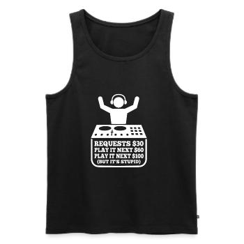 DJ Request - Men's Premium Organic Tank Top - black - Front - AI Model Male 178 light (178cm)
