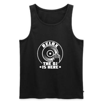 Relax the DJ is here - Men's Premium Organic Tank Top - black - Front - Michal (187cm)