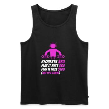 DJ Request - Men's Premium Organic Tank Top - black - Front - AI Model Male 178 light (178cm)