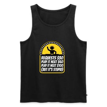 DJ Request - Men's Premium Organic Tank Top - black - Front - AI Model Male 178 light (178cm)