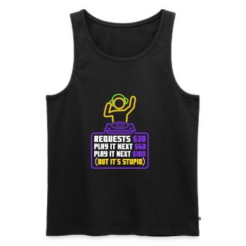 DJ Request - Men's Premium Organic Tank Top - black - Front - AI Model Male 178 light (178cm)