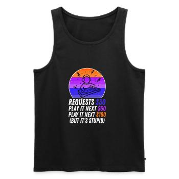 DJ Request - Men's Premium Organic Tank Top - black - Front - AI Model Male 178 light (178cm)