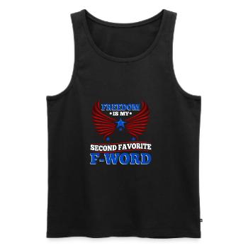 Freedom is my second favorite f word - Men's Premium Organic Tank Top - black - Front - Michal (187cm)
