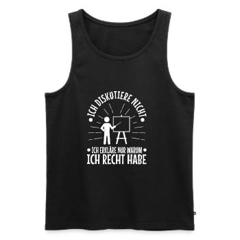 Ich diskutiere nicht ich erkläre nur warum ich - Männer Premium Bio Tank Top - Schwarz - Vorne - AI Model Male 178 light (178cm)