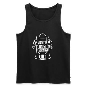 Never trust a skinny chef - Men's Premium Organic Tank Top - black - Front - AI Model Male 178 light (178cm)