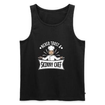 Never trust a skinny chef - Men's Premium Organic Tank Top - black - Front - AI Model Male 178 light (178cm)