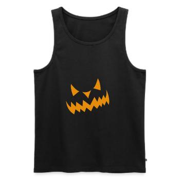 Hallwoeen Kürbis Gesicht - Männer Premium Bio Tank Top - Schwarz - Vorne - Michal (187cm)