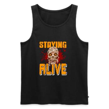 Halloween - Staying Alive - Männer Premium Bio Tank Top - Schwarz - Vorne - Michal (187cm)