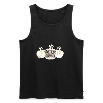 Halloween Kürbis - Männer Premium Bio Tank Top - Schwarz - Vorne - Michal (187cm)
