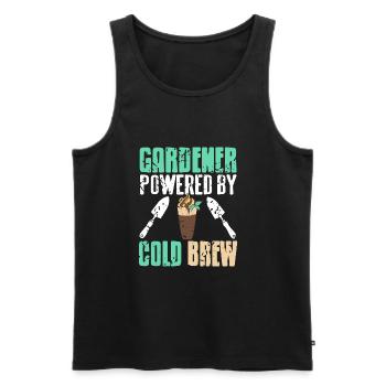 Jardinier propulsé par Cold Brew - Débardeur bio Premium Homme - noir - Devant - AI Model Male 178 light (178cm)
