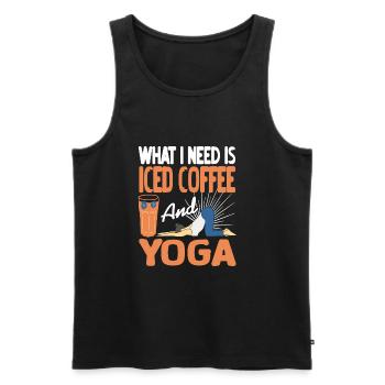 What i need is iced Coffee and Yoga - Männer Premium Bio Tank Top - Schwarz - Vorne - AI Model Male 178 light (178cm)