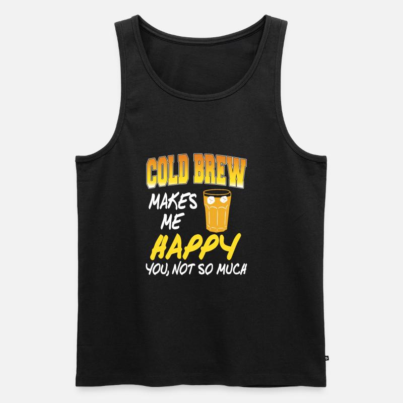 Cold brew makes me happy - Männer Premium Bio Tank Top - Schwarz