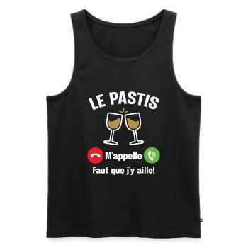 Le pastis m'appelle - Cadeau humour apéro alcool - Débardeur bio Premium Homme - noir - Devant - Michal (187cm)