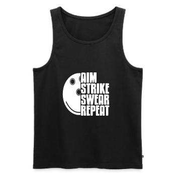 Aim strinke swear repeat - Men's Premium Organic Tank Top - black - Front - AI Model Male 178 light (178cm)