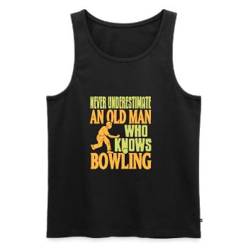 Never Underestimate an old men who know bowling - Männer Premium Bio Tank Top - Schwarz - Vorne - Michal (187cm)