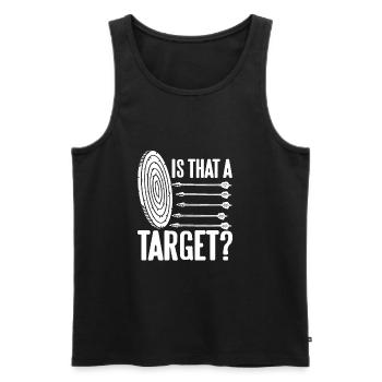 Archer - Est-ce une cible ? - Débardeur bio Premium Homme - noir - Devant - Michal (187cm)
