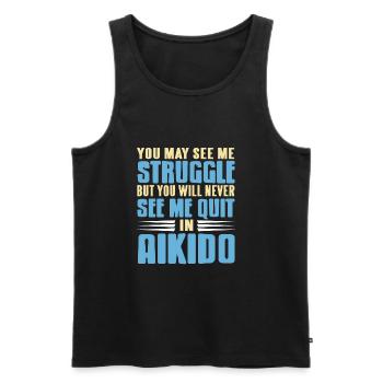 Me voir lutter ne jamais me voir abandonner en aïkido - Débardeur bio Premium Homme - noir - Devant - Michal (187cm)