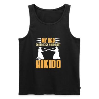 My dad could kick your butt in aikido - Männer Premium Bio Tank Top - Schwarz - Vorne - AI Model Male 178 light (178cm)