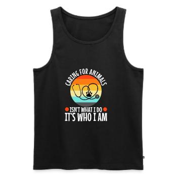 Caring for animals isn't what i do it's who i am - Men's Premium Organic Tank Top - black - Front - AI Model Male 178 light (178cm)