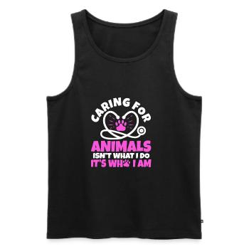 Caring for animals isn't what i do it's who i am - Men's Premium Organic Tank Top - black - Front - AI Model Male 178 light (178cm)