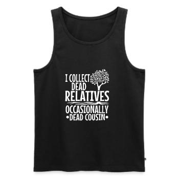 I collect dead relatives and occasionally a live - Männer Premium Bio Tank Top - Schwarz - Vorne - AI Model Male 178 light (178cm)