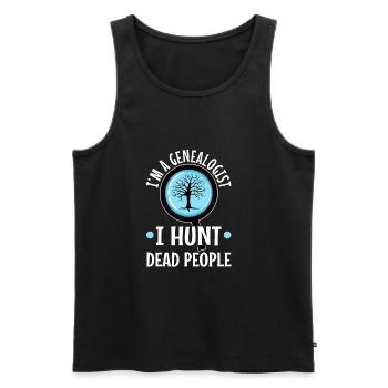 Je chasse les morts - Débardeur bio Premium Homme - noir - Devant - Michal (187cm)