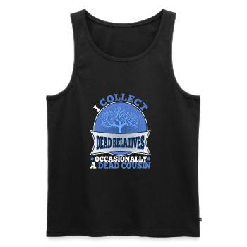 I collect dead relatives and occasionally a live - Männer Premium Bio Tank Top - Schwarz - Vorne - AI Model Male 178 light (178cm)